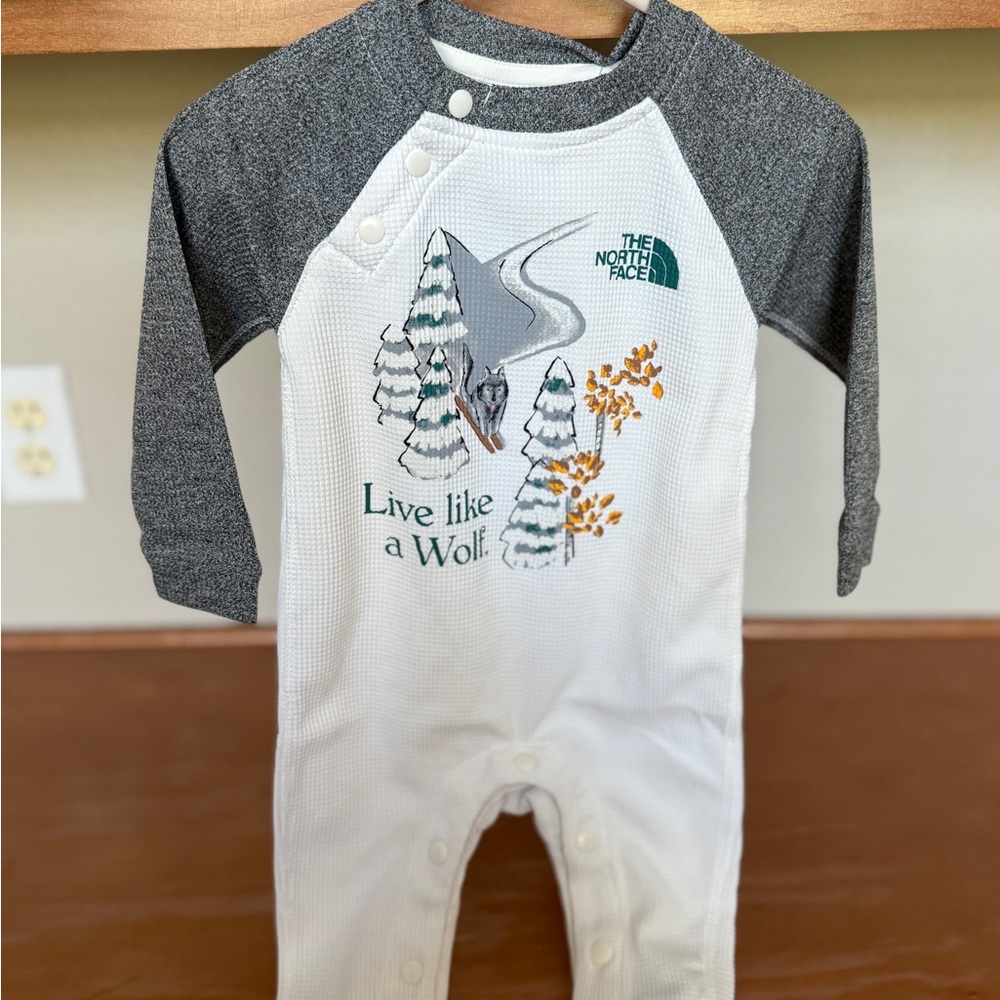 The North Face Gray and White Infant Romper